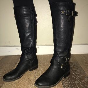 Guess Black Faux Leather Riding Boot